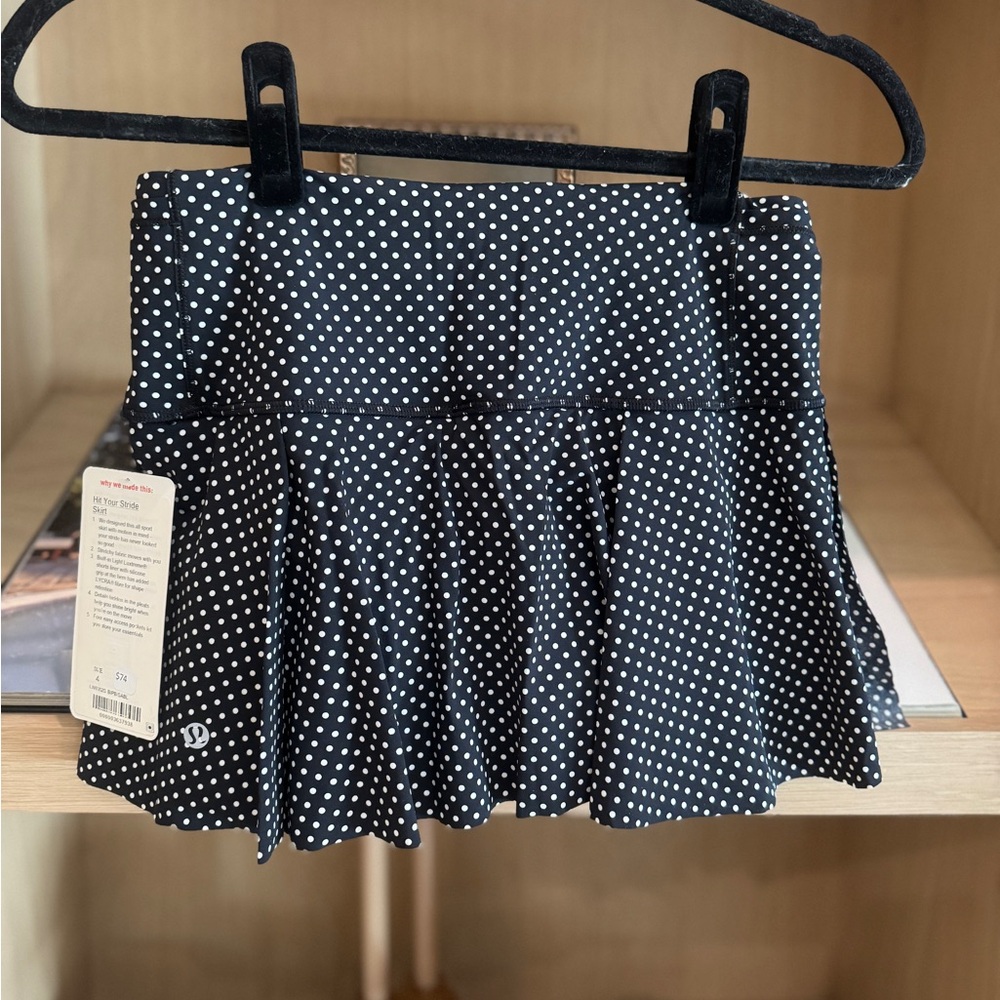 Lululemon Athletica Black and White Polka Dot Mini Skirt